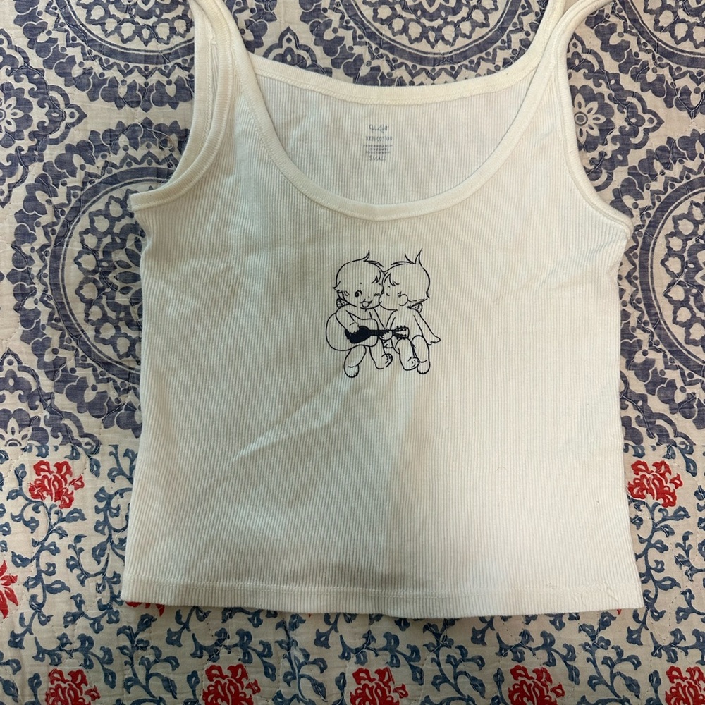 White Tank Top with Cute Graphic